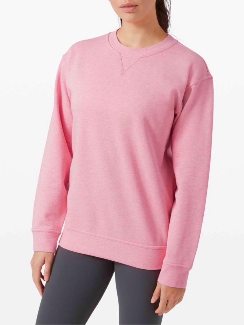 Lululemon All Yours Crew Sz 4 Terry Heathered Azalea Pink